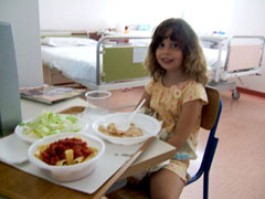 Martina having lunch in her room